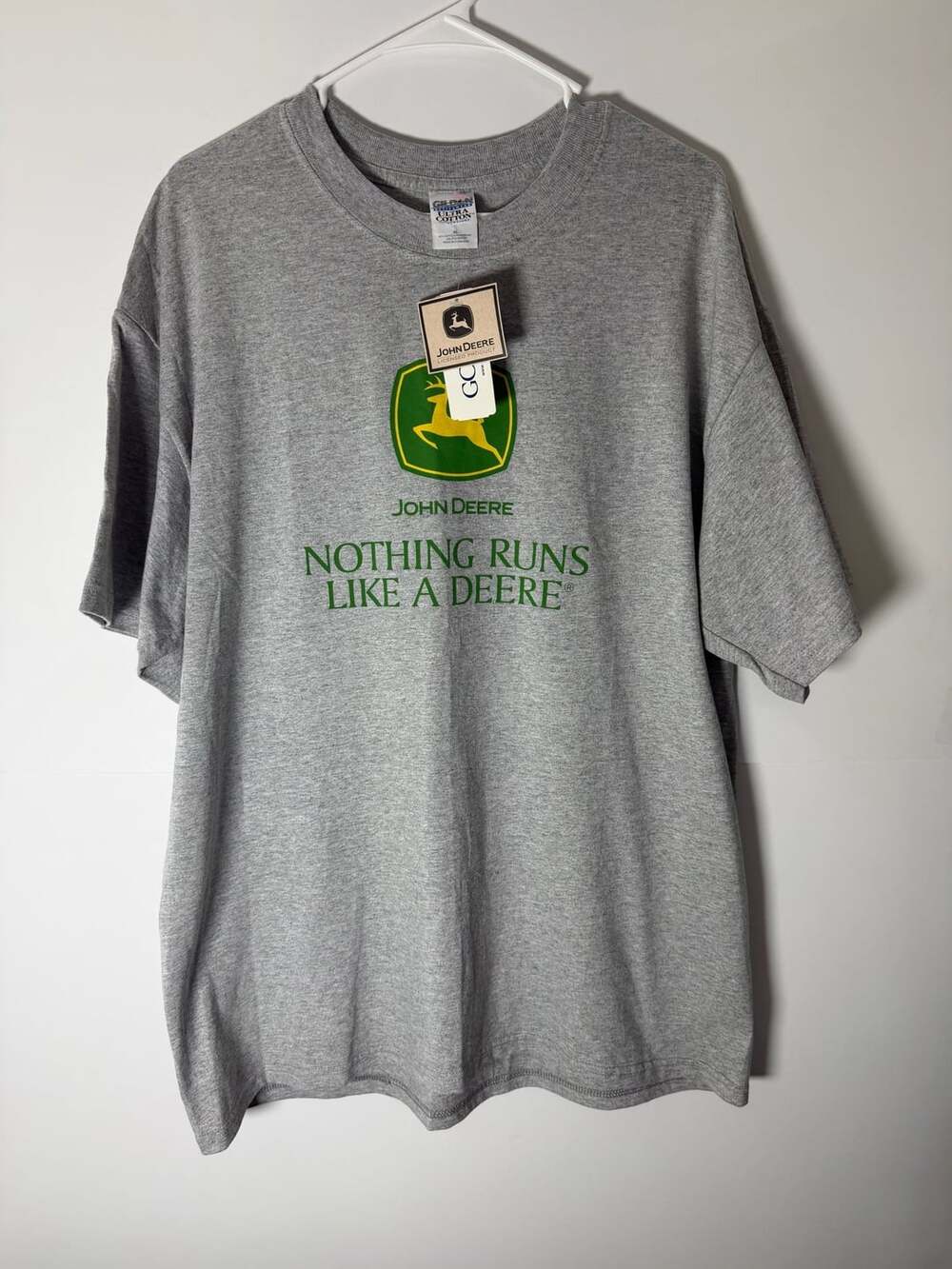NWT Vintage John Deere Nothing Runs Like A Deere T-Shirt XL Gray